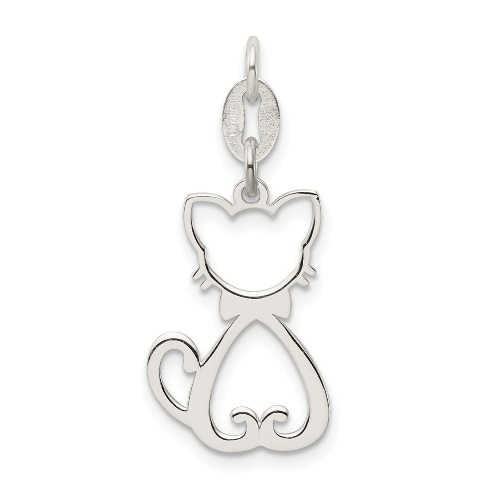 Sterling Silver Polished Cat Charm - Product Photo