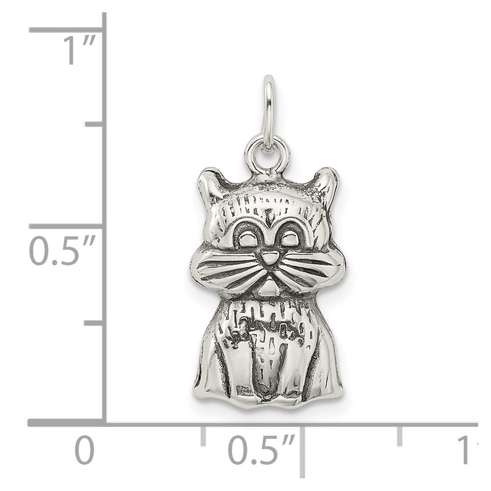 Sterling Silver Antiqued Cat Charm - Product Photo