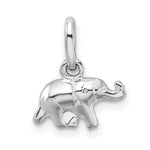 Sterling Silver Rhodium Plated Polished Elephant Charm - Product Photo