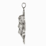 Sterling Silver Hollow Satin Antiqued Jesus Cross Medal - Product Photo