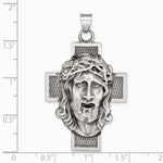 Sterling Silver Hollow Satin Antiqued Jesus Cross Medal - Product Photo