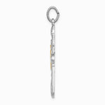 Sterling Silver Platinum-plated Gold-tone Miraculous Medal Cross Pendant - Product Photo