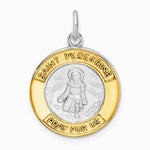 Sterling Silver Platinum-plated & Gold-tone St Peregrine Medal - Product Photo