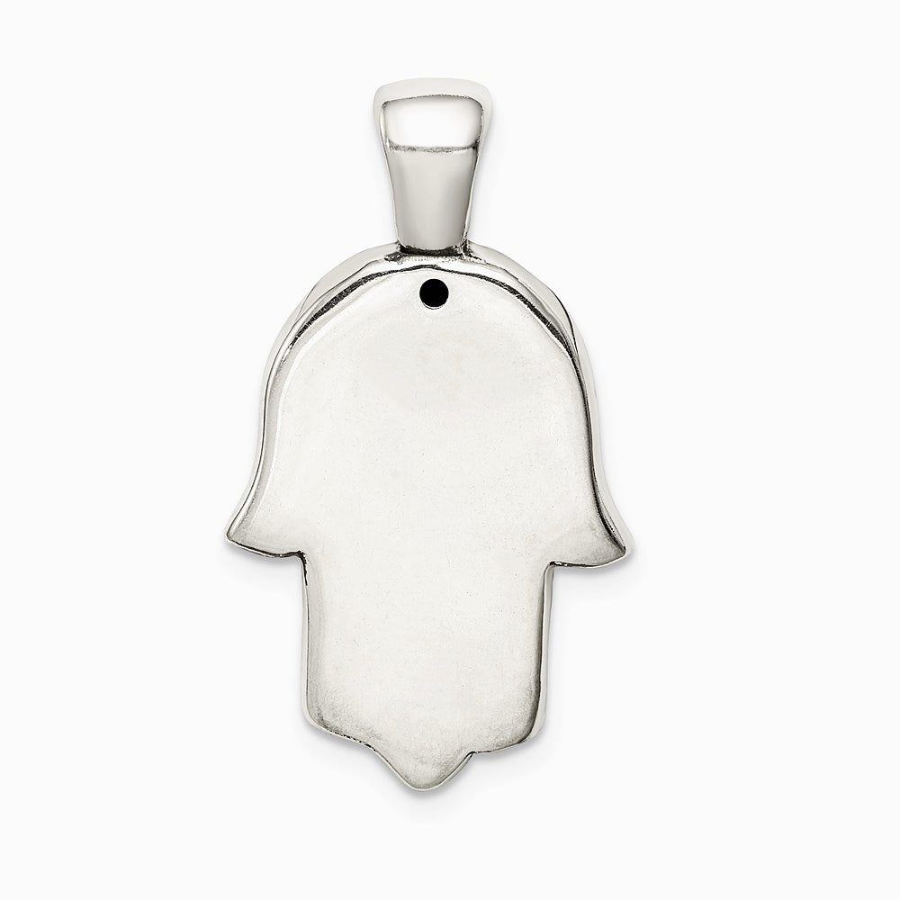 Sterling Silver Antiqued Hamsa Pendant - Product Photo