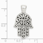 Sterling Silver Antiqued Hamsa Pendant - Product Photo