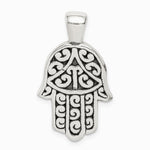 Sterling Silver Antiqued Hamsa Pendant - Product Photo