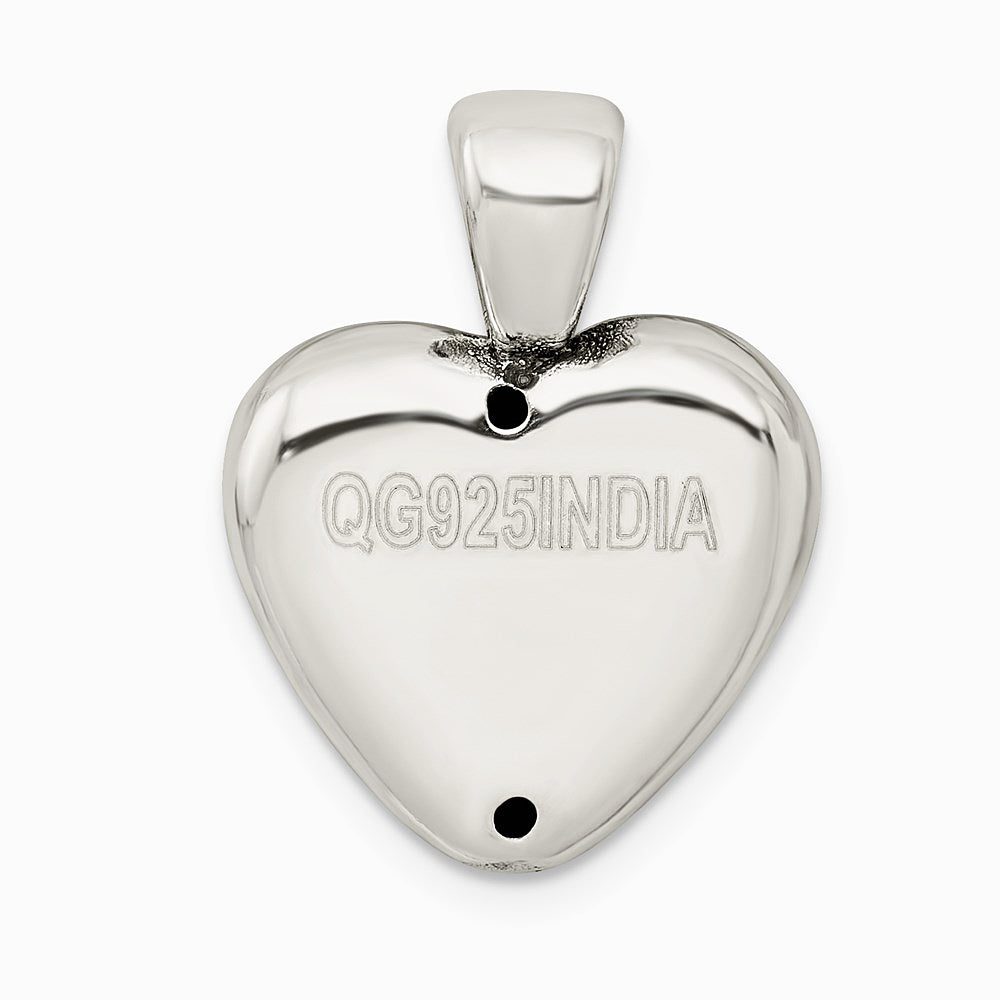 Sterling Silver Antiqued Heart Baby Foot Pendant - Product Photo