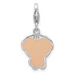 Sterling Silver Rhodium-plated Enameled Puppy w/Lobster Clasp Charm - Product Photo