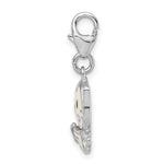 Sterling Silver Rhodium-plated Enameled Kitten w/Lobster Clasp Charm - Product Photo