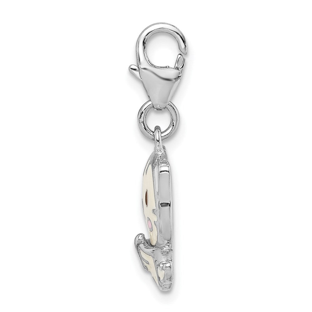 Sterling Silver Rhodium-plated Enameled Kitten w/Lobster Clasp Charm - Product Photo