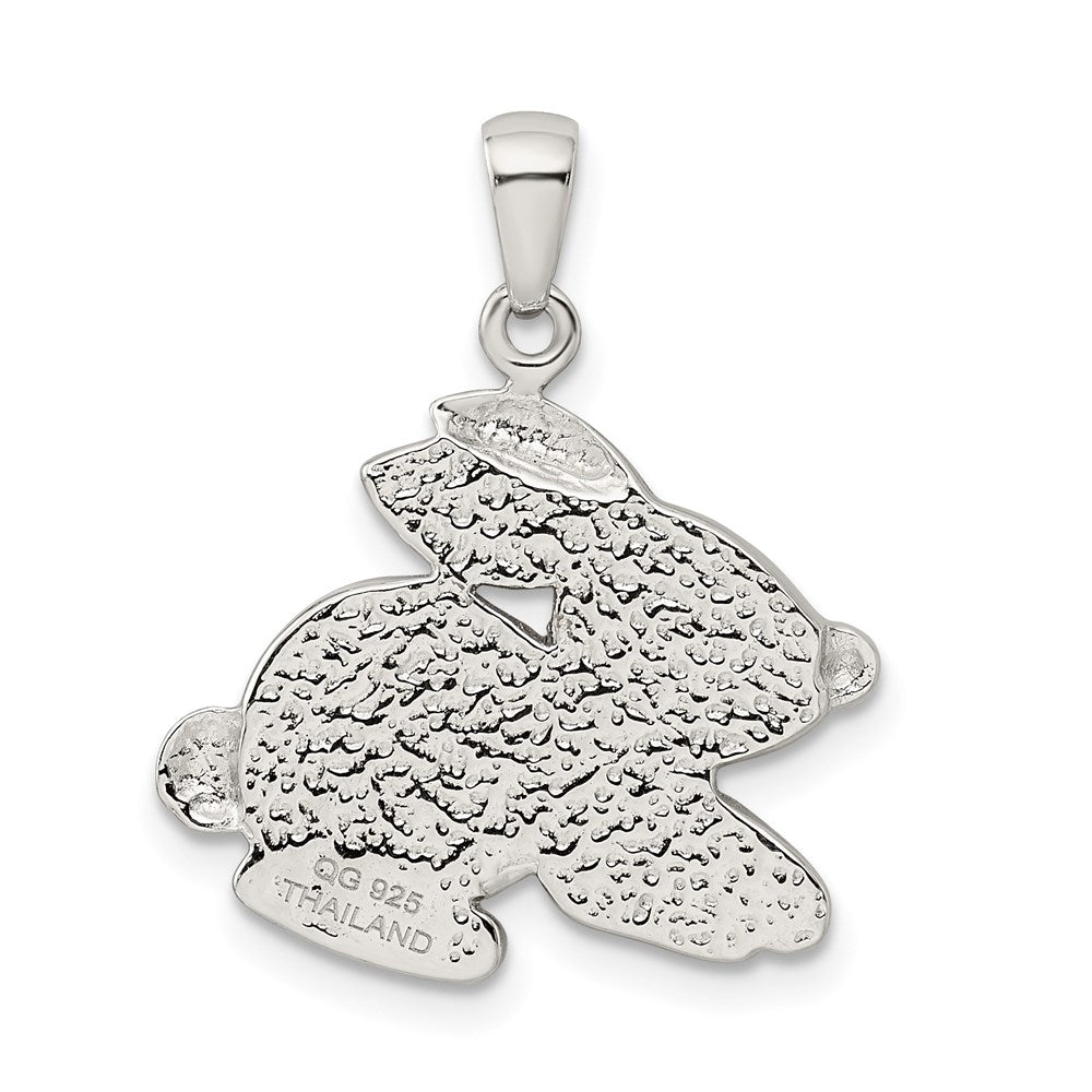 Sterling Silver Rhod-pltd Imitation Pearl/Preciosa Crystal Rabbit Pendant - Product Photo
