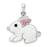 Sterling Silver Rhod-pltd Imitation Pearl/Preciosa Crystal Rabbit Pendant - Product Photo