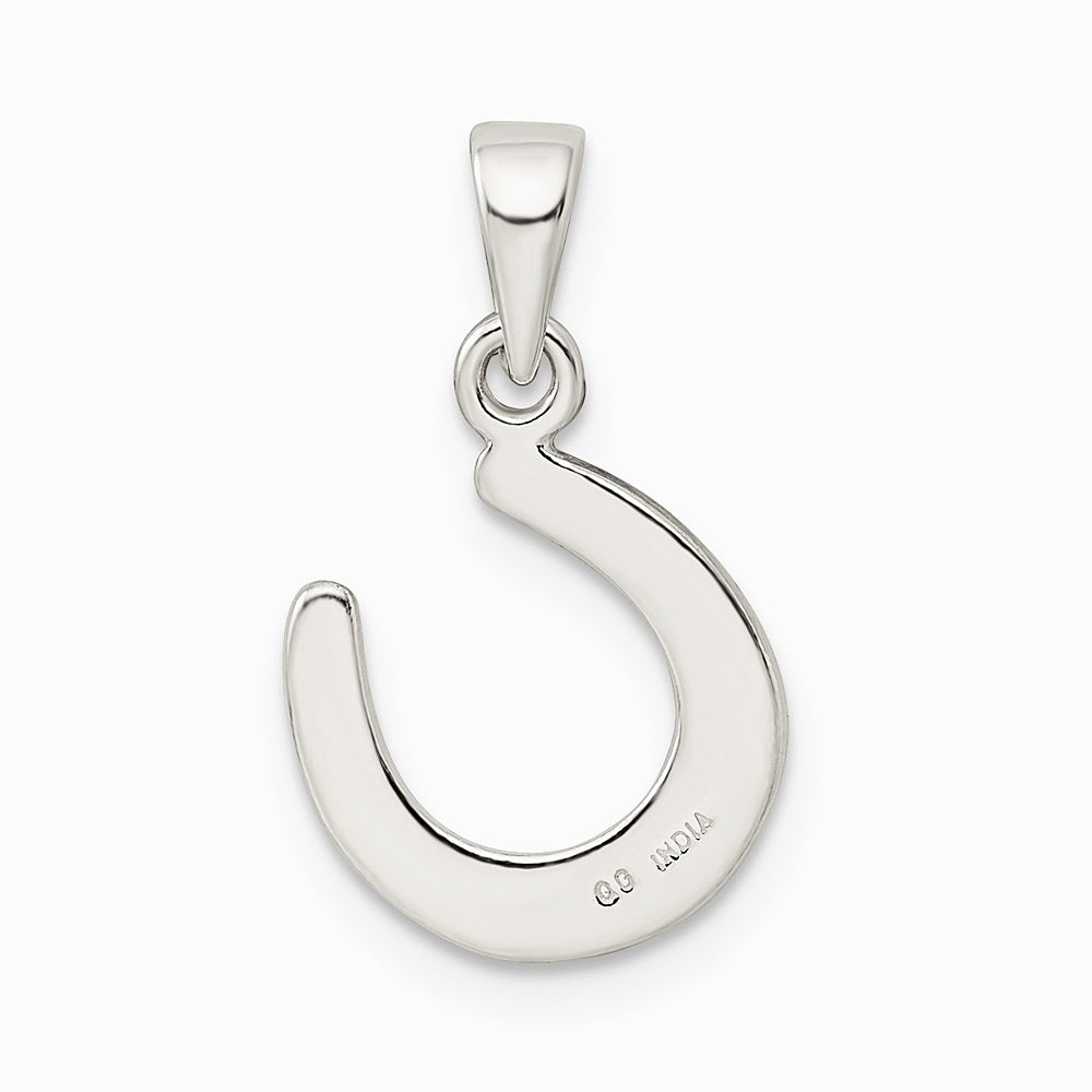 Sterling Silver Enamel Good Luck Horse Shoe Pendant - Product Photo