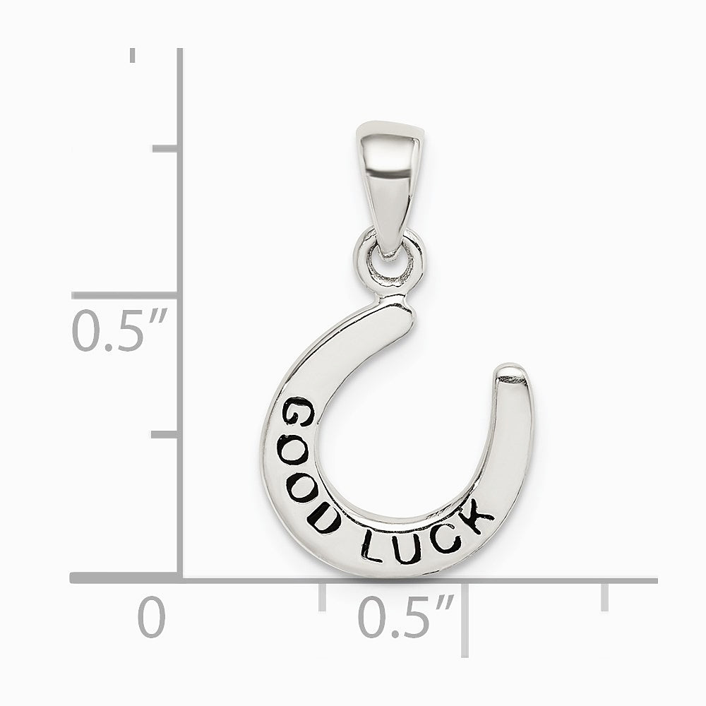 Sterling Silver Enamel Good Luck Horse Shoe Pendant - Product Photo