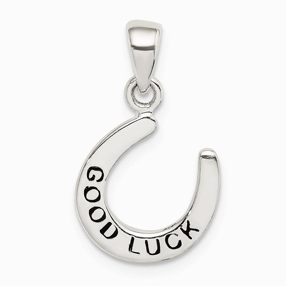 Sterling Silver Enamel Good Luck Horse Shoe Pendant - Product Photo