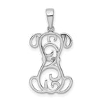 Sterling Silver Rhodium Plated Dog Pendant - Product Photo