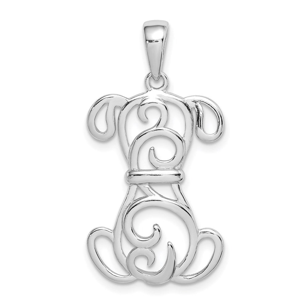 Sterling Silver Rhodium Plated Dog Pendant - Product Photo