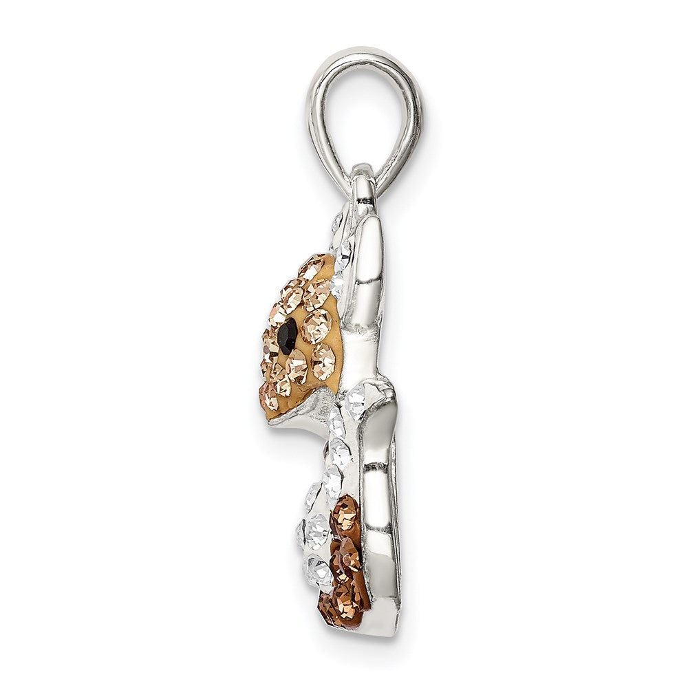 Sterling Silver Rhodium-plated Tan Preciosa Crystal Fox Pendant - Product Photo
