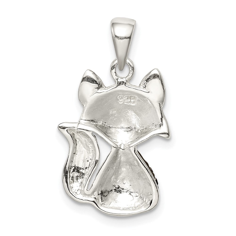 Sterling Silver Rhodium-plated Tan Preciosa Crystal Fox Pendant - Product Photo