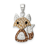 Sterling Silver Rhodium-plated Tan Preciosa Crystal Fox Pendant - Product Photo