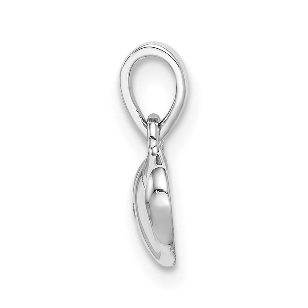 Sterling Silver Rhod-plated Polished & Satin CZ Heart Children's Pendant - Product Photo