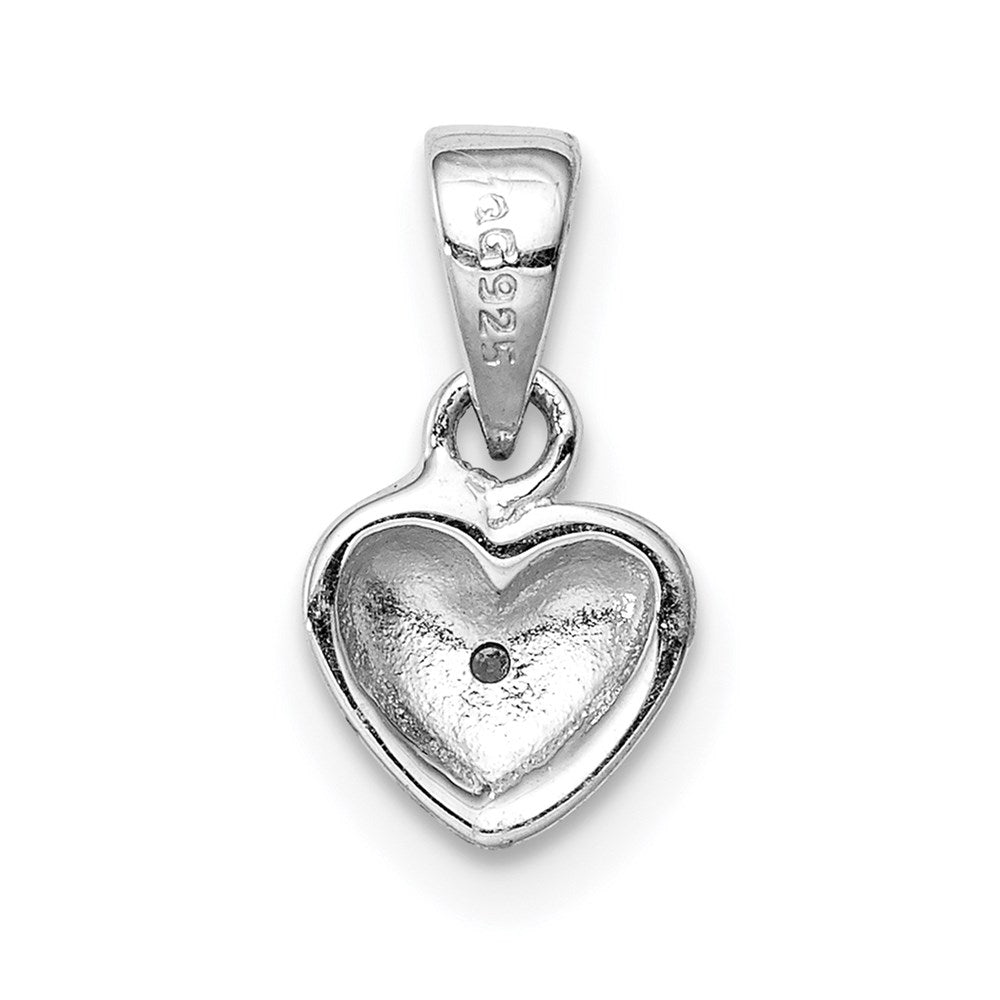 Sterling Silver Rhod-plated Polished & Satin CZ Heart Children's Pendant - Product Photo
