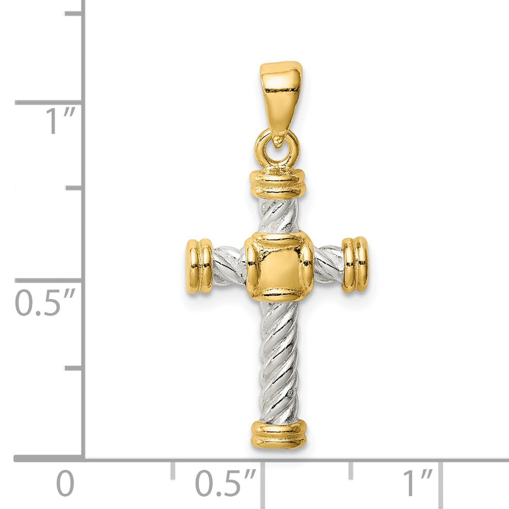 Sterling Silver & Gold-tone Twisted Cross Pendant - Product Photo