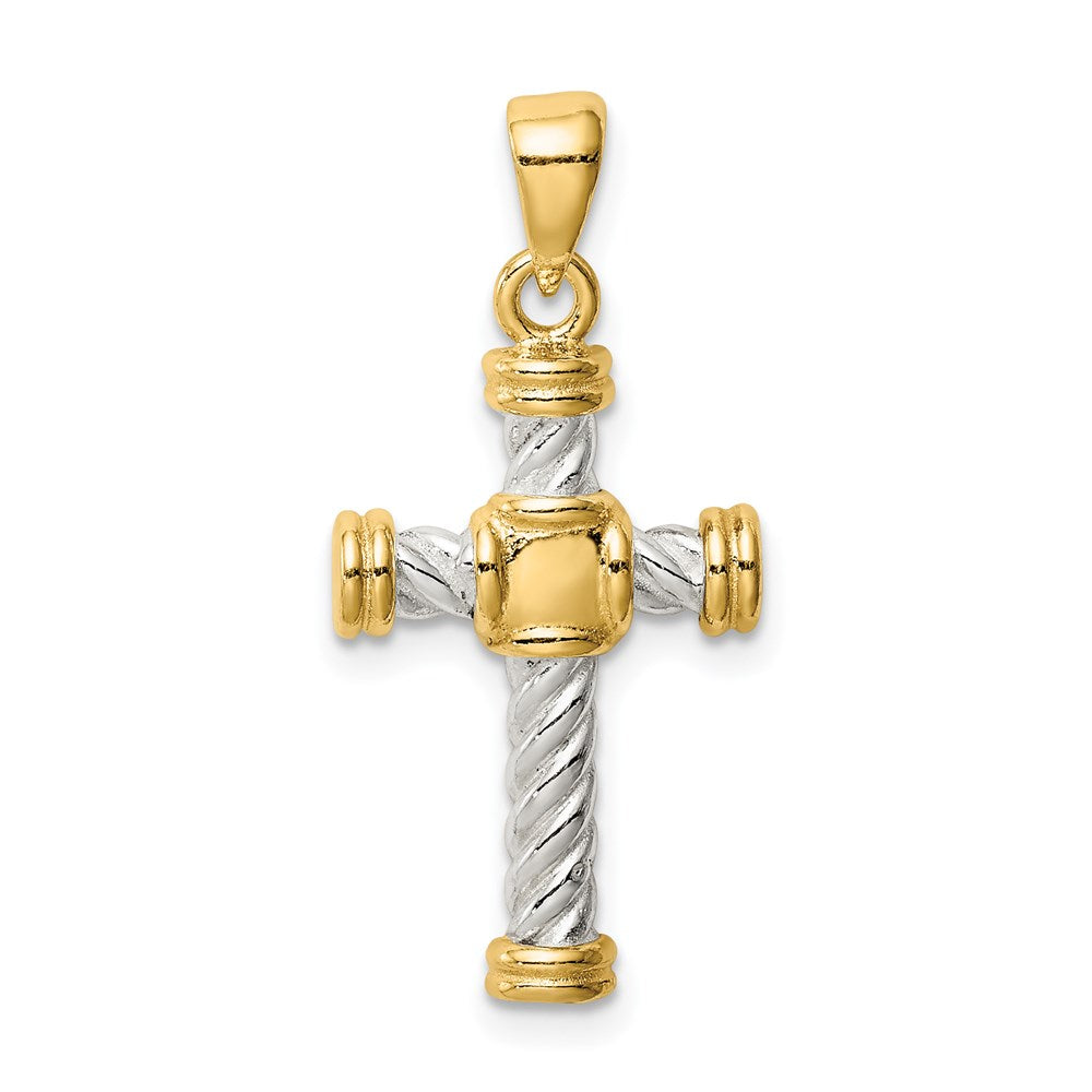 Sterling Silver & Gold-tone Twisted Cross Pendant - Product Photo
