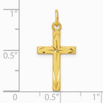 Sterling Silver Gold-tone Diamond-Cut Cross Pendant - Product Photo