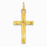 Sterling Silver Gold-tone Diamond-Cut Cross Pendant - Product Photo
