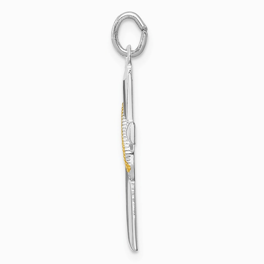 Sterling Silver Platinum-plated & Gold-tone Cross Pendant - Product Photo
