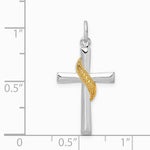 Sterling Silver Platinum-plated & Gold-tone Cross Pendant - Product Photo