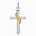 Sterling Silver Platinum-plated & Gold-tone Cross Pendant - Product Photo
