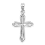 Sterling Silver Rhodium-plated Striped Texture Cross Pendant - Product Photo