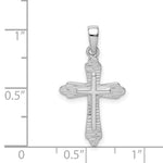 Sterling Silver Rhodium-plated Striped Texture Cross Pendant - Product Photo