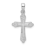 Sterling Silver Rhodium-plated Striped Texture Cross Pendant - Product Photo