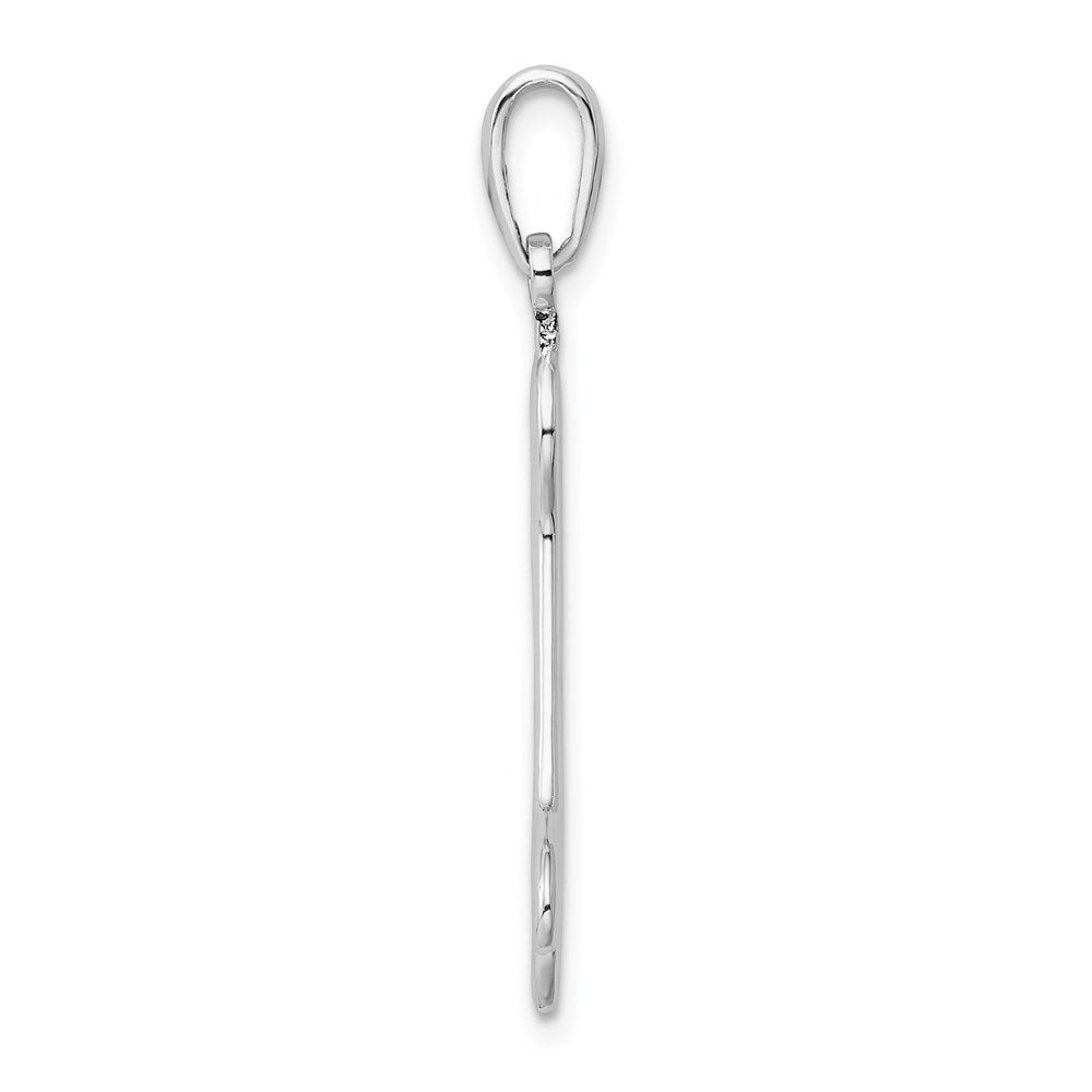 Sterling Silver Rhodium-plated Polished Engraveable Dog Bone Pendant - Product Photo