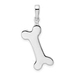 Sterling Silver Rhodium-plated Polished Engraveable Dog Bone Pendant - Product Photo