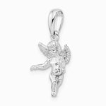 Sterling Silver Rhodium-plated Polished 3D Guardian Angel Pendant - Product Photo
