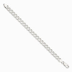 Sterling Silver 8.3mm Pavé Curb Chain Bracelet 8"-9" - Product Photo