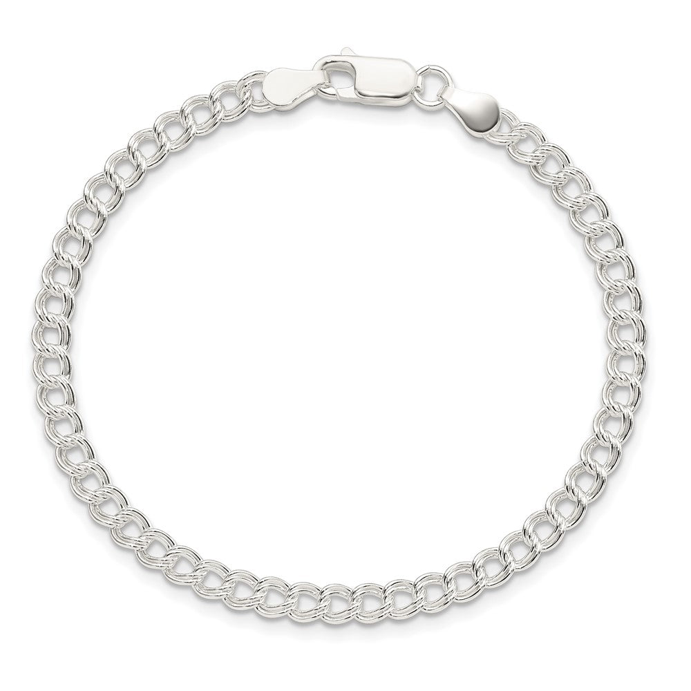 Sterling Silver 4.25mm Double Link Charm Bracelet - Product Photo