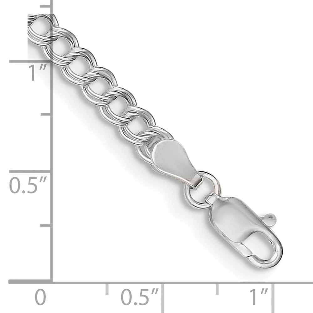 Sterling Silver 4.25mm Double Link Charm Bracelet - Product Photo