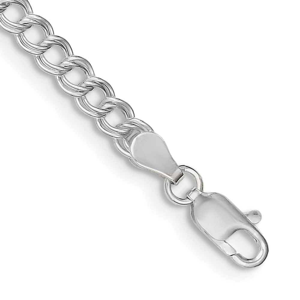 Sterling Silver 4.25mm Double Link Charm Bracelet - Product Photo