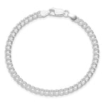 Sterling Silver Rhodium-plated 4.25mm Double Link Charm Bracelet - Product Photo