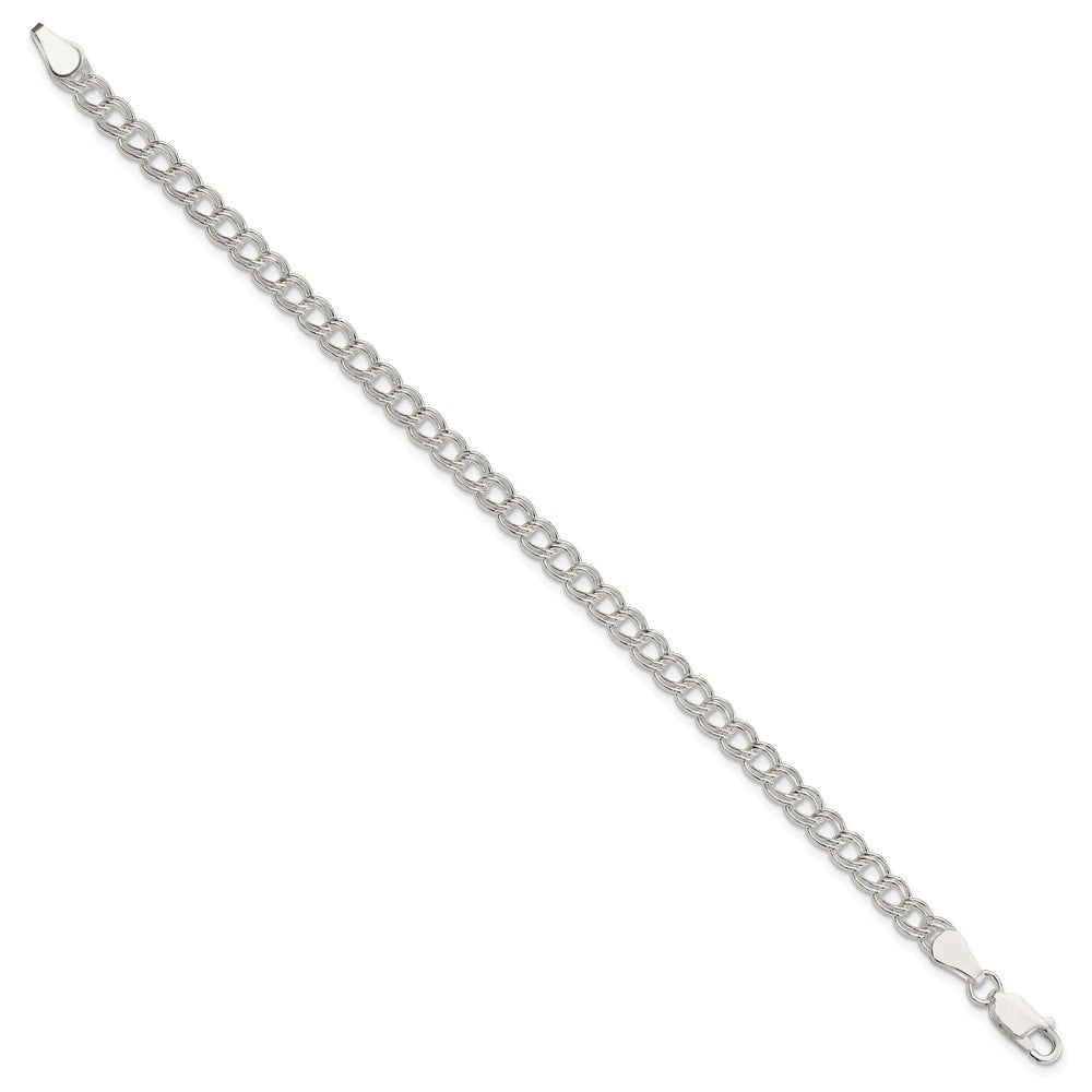 Sterling Silver 5mm Double Link Charm Bracelet - Product Photo