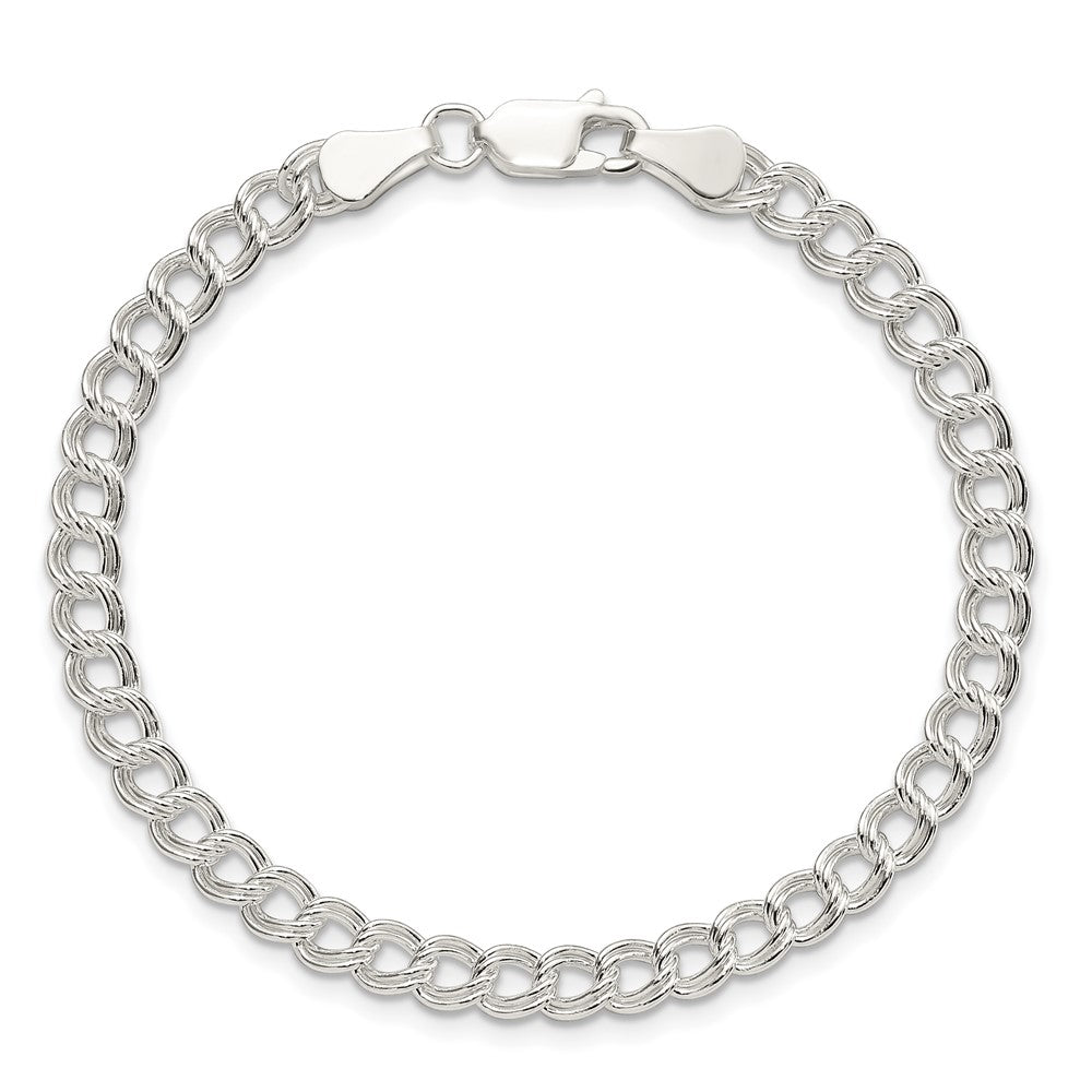 Sterling Silver 5mm Double Link Charm Bracelet - Product Photo