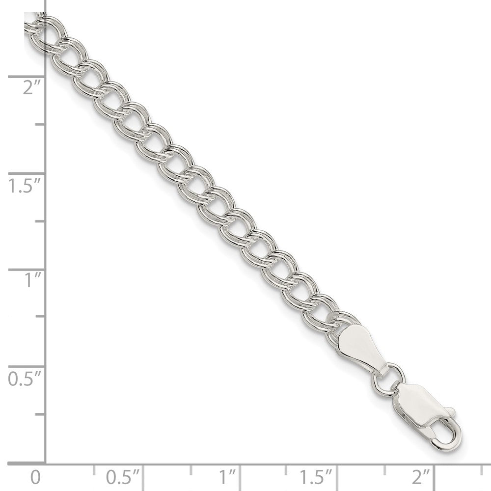 Sterling Silver 5mm Double Link Charm Bracelet - Product Photo