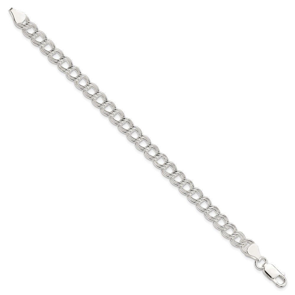 Sterling Silver 7mm Double Link Charm Bracelet - Product Photo