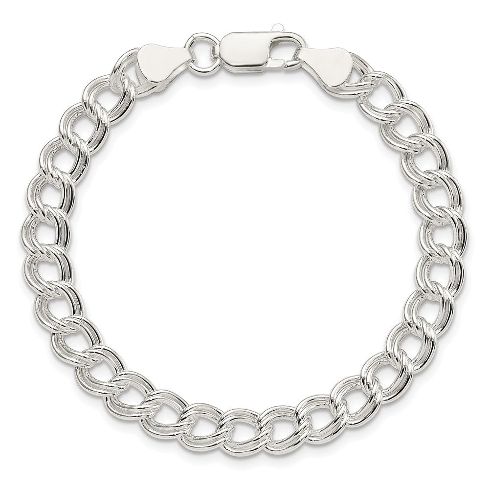 Sterling Silver 7mm Double Link Charm Bracelet - Product Photo