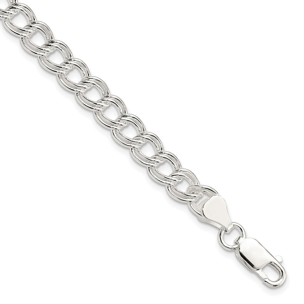 Sterling Silver 7mm Double Link Charm Bracelet - Product Photo